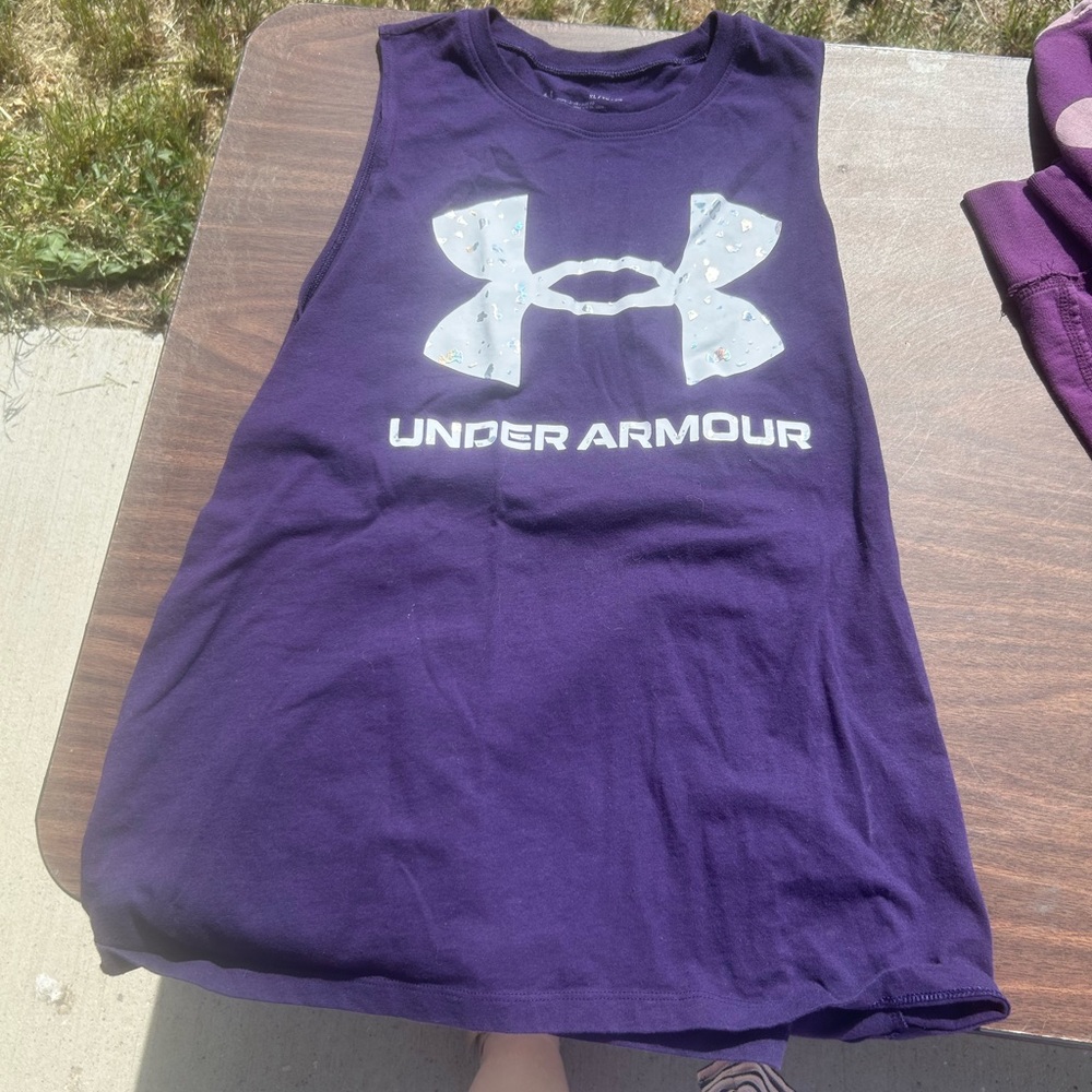 Under Armour Purple Tank with White Logo